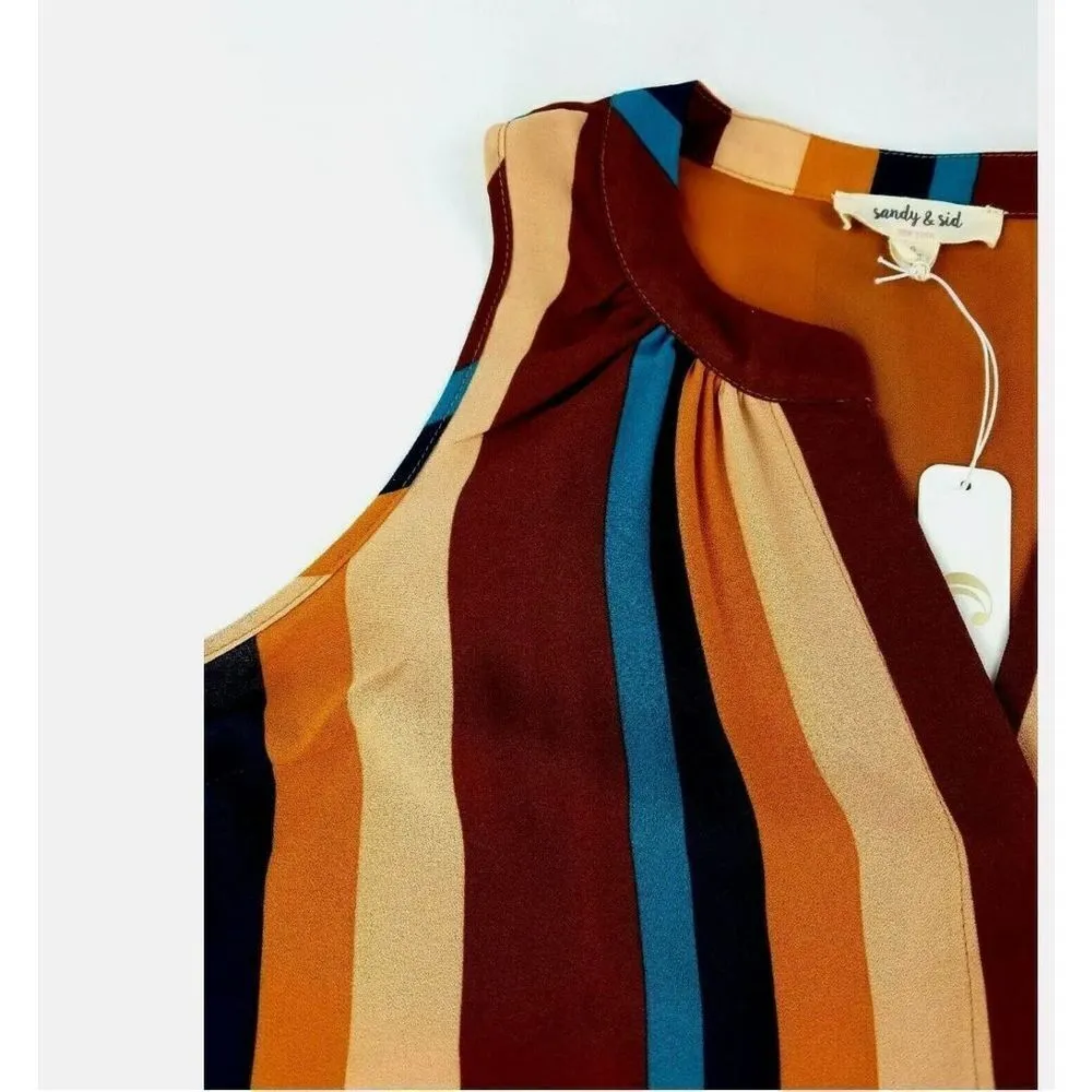 NWT Womens Charming Charlie Sandy & Sid Multi-Colored Stripe Sleeveless Top - M - Image 2