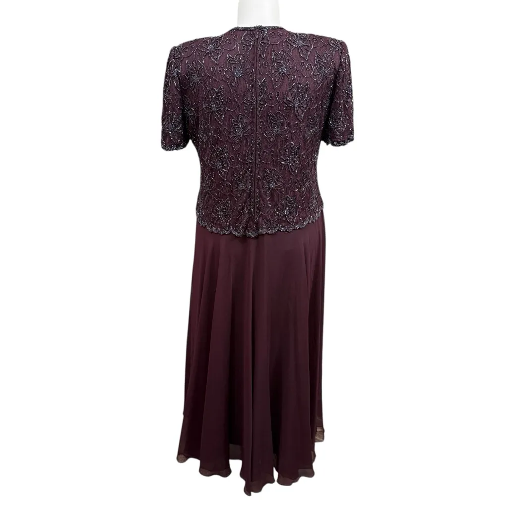 Vintage Brilliante by J.A. Plum Beaded Lace Formal Dress Size XXL Purple - Image 7