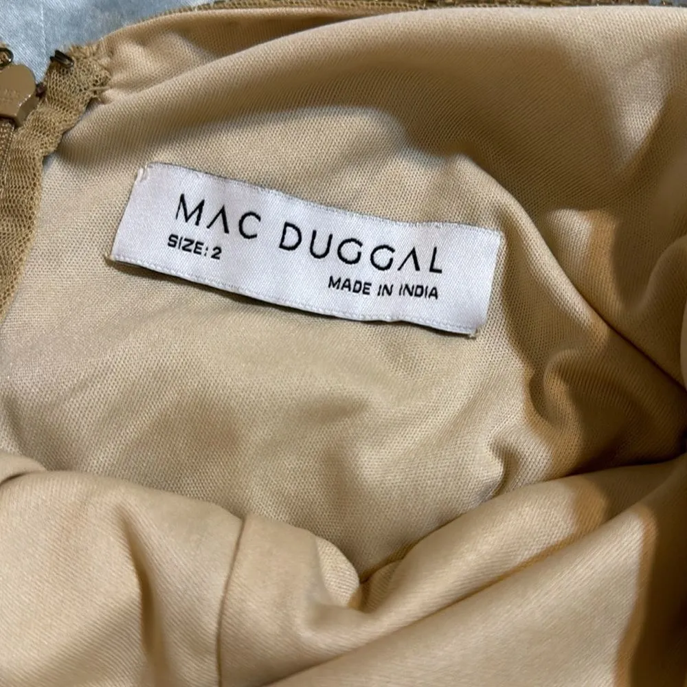 BEADED embellished FLORAL SLEEVELESS GOWN in gold with slit size 2 - Image 14