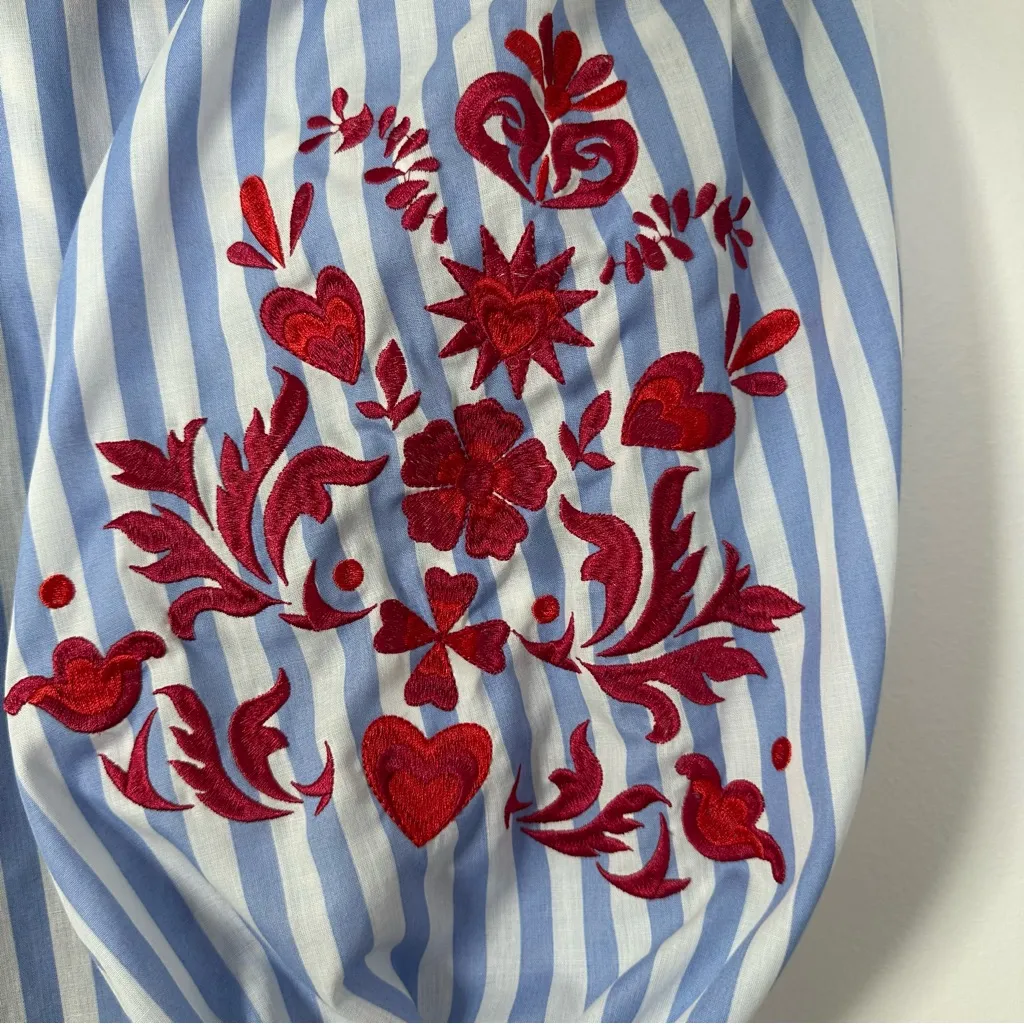 Anthropologie Child Of The Universe Striped Boho Flowy Peasant Blouse Size S - Image 5