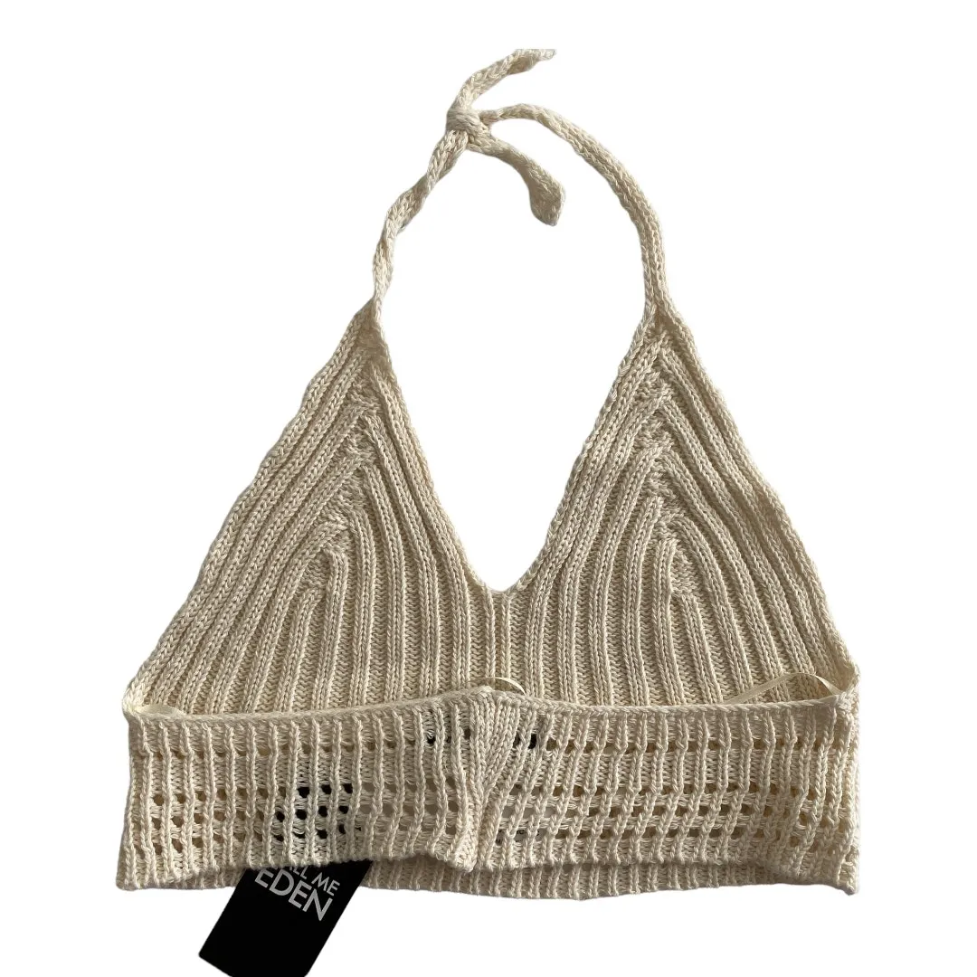 LF Call Me Eden Cream Crochet V-Neck Halter Crop Top Women's Size X-Small XS NWT - Image 2