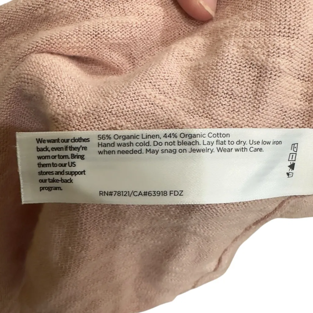 Eileen Fisher Organic Linen Cotton Crew Neck Lightweight‎ Sweater Pink XL - Image 4