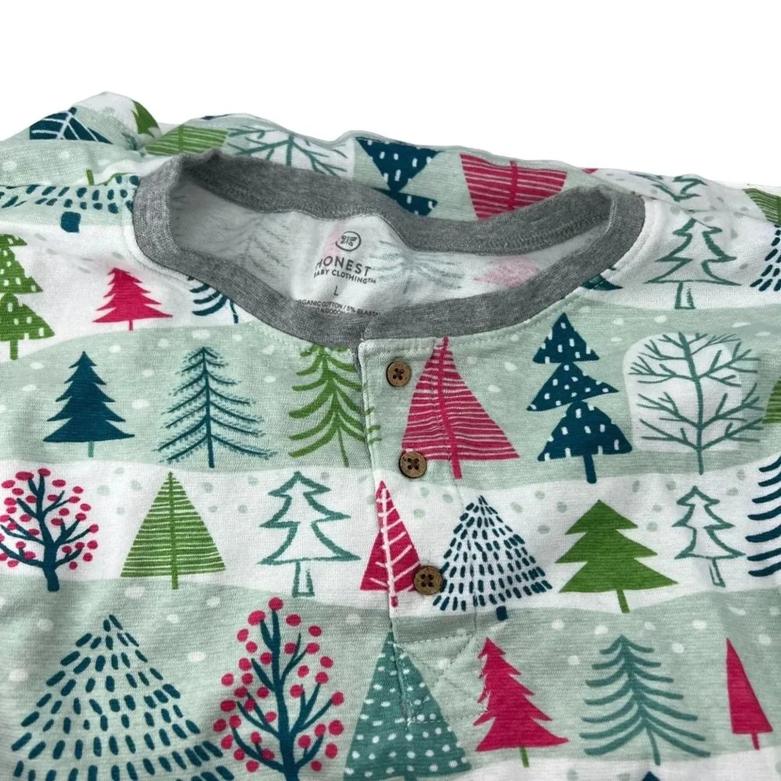 HonestBaby Organic Cotton Holiday Feelin' Pine Jammies Pajamas Large - Image 2