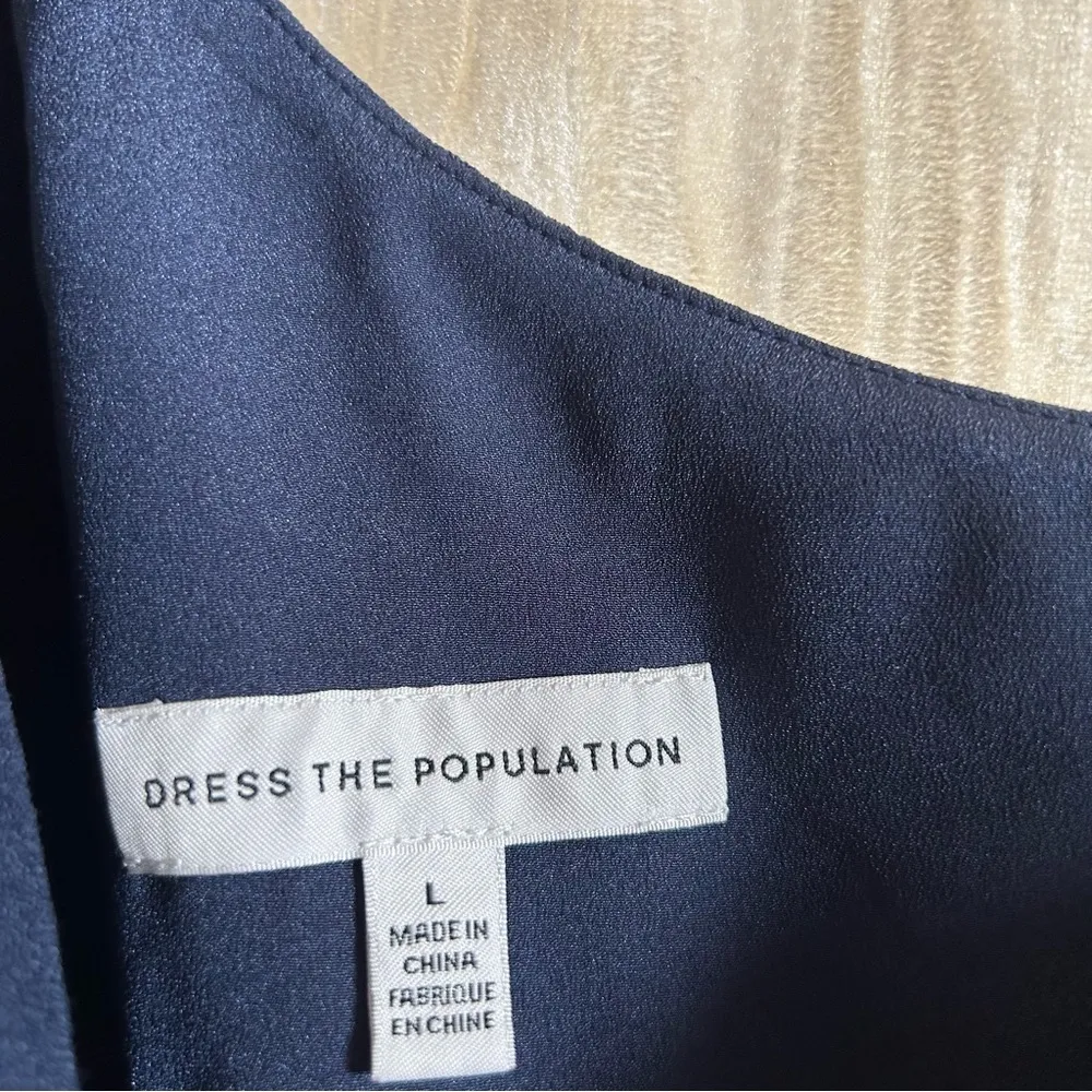 Dress The Population Tiffany Jumpsuit One Shoulder Midnight Blue Navy NWT Size L - Image 4