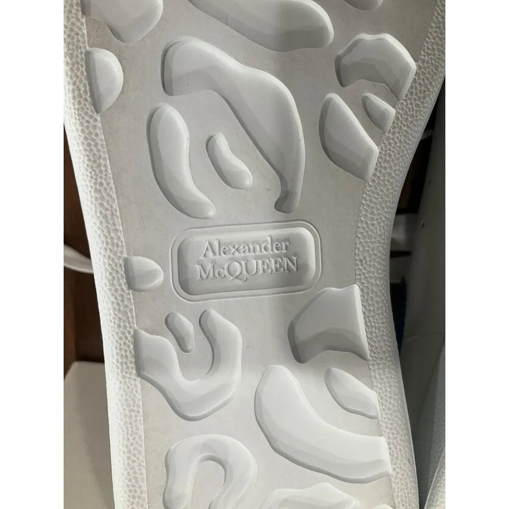 Leather Platform Sneakers in White Blue 39 New With Box Womens - Image 12