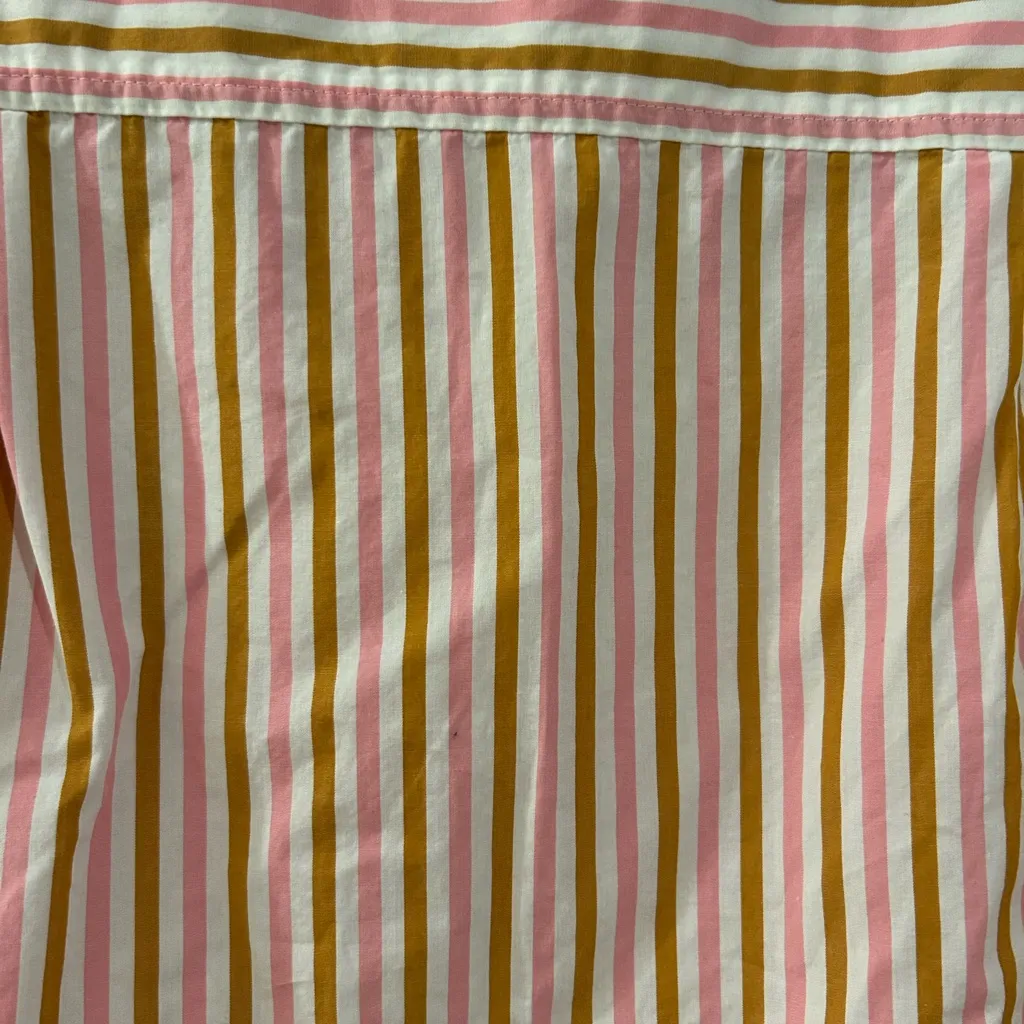 J Crew Striped Shirt White Pink Brown Size 4 - Image 10