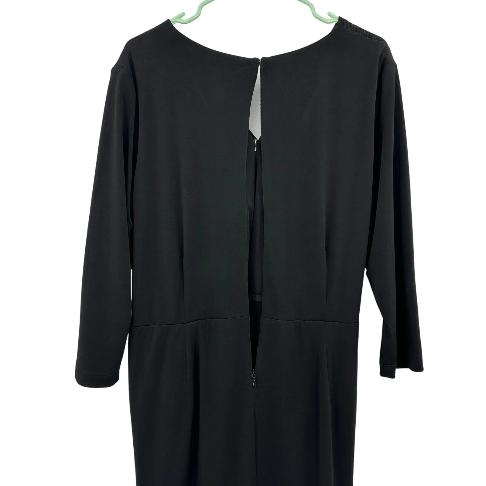 Lane Bryant Size 18 Long Sleeve Dress Black Tie Waist Mixed Media Sparkle Simple - Image 4