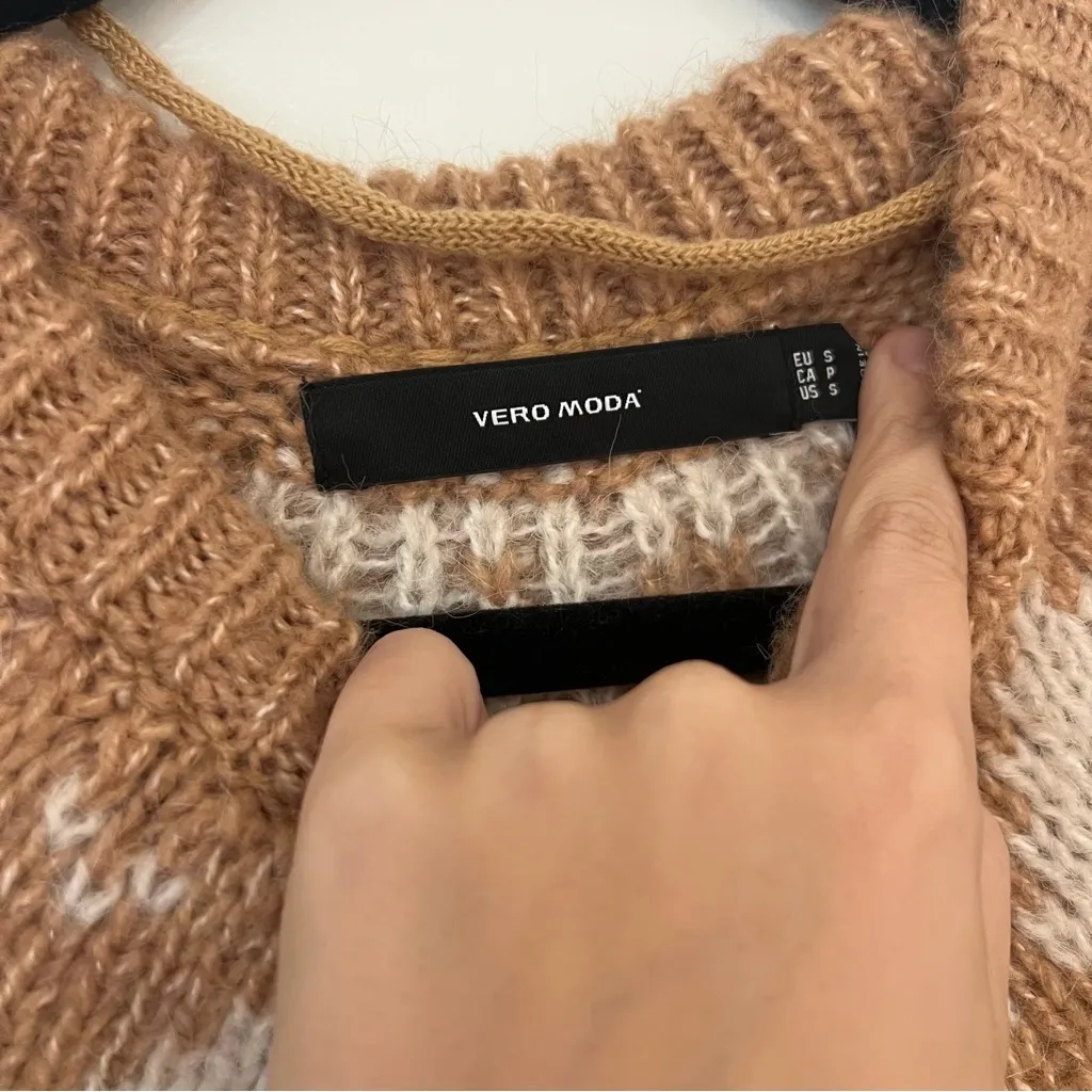 NEW VERO MODA BESSIE ARGYLE SWEATER IN TAN - Image 8