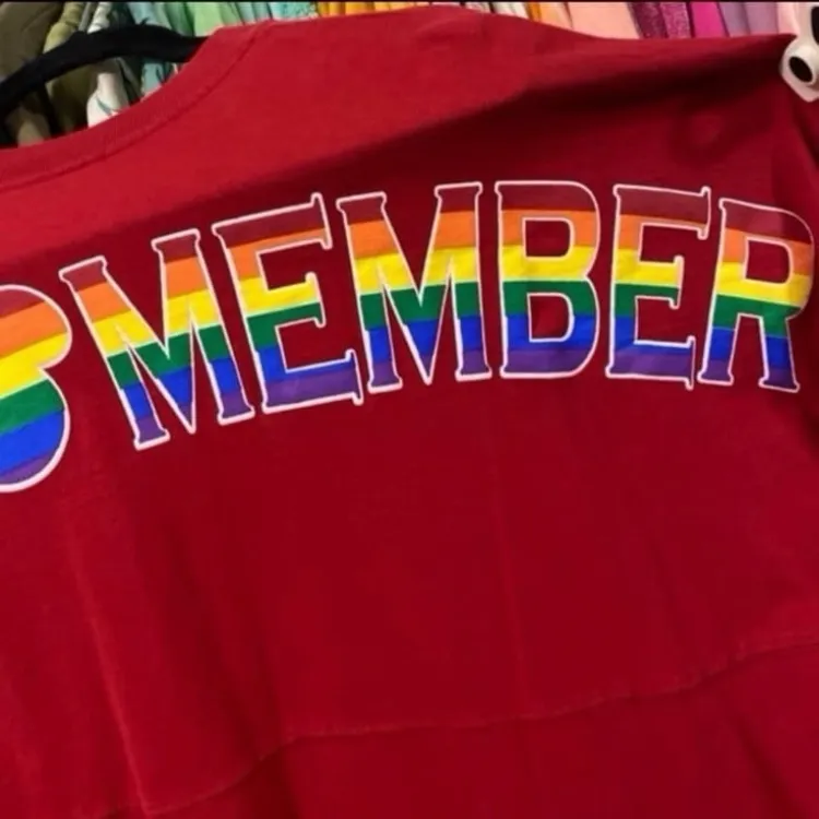 Disney parks cast member exclusive rainbow pride Mickey Mouse spirit jersey M - Image 3