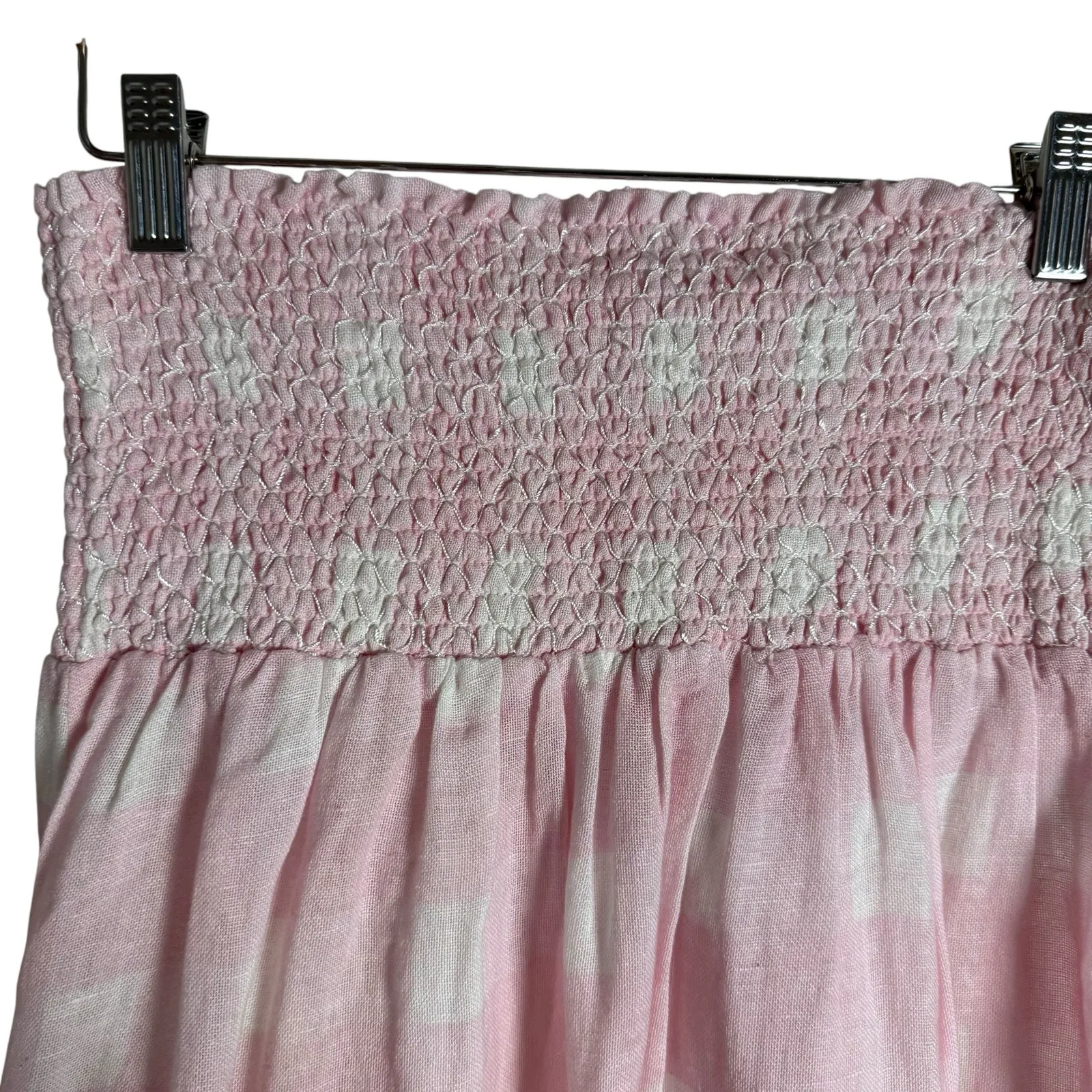 Solid & Striped Willow Linen Gauze Gingham Pink Cloud Midi Dress Skirt S - Image 5