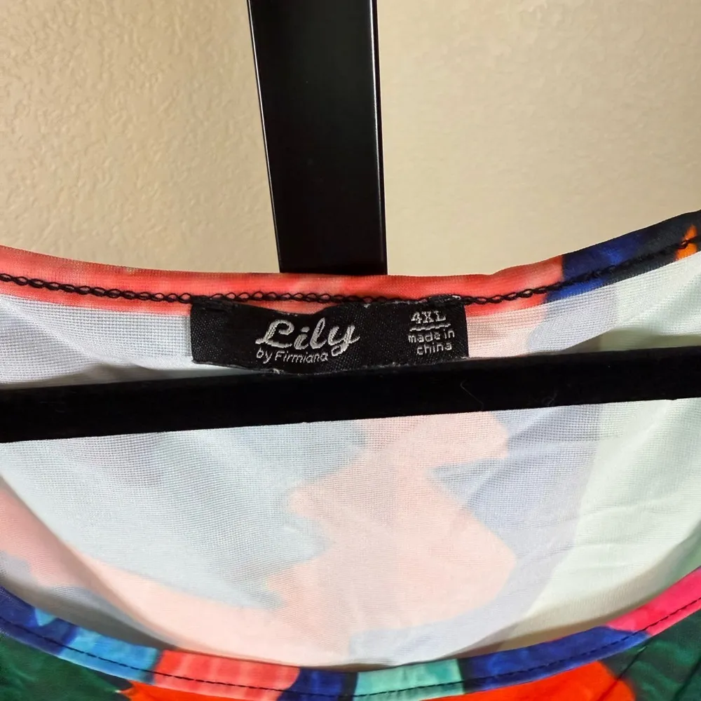 Plus Size Festival 4X Colorful Retro Mod Print Art Teacher Style Stretchy Flowy Pink - Image 4