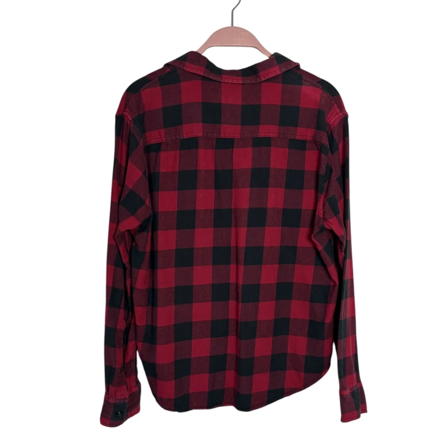 PACT Womens Red Black Plaid Flannel Button Up Shirt Organic Cotton Sz S Buffalo - Image 2