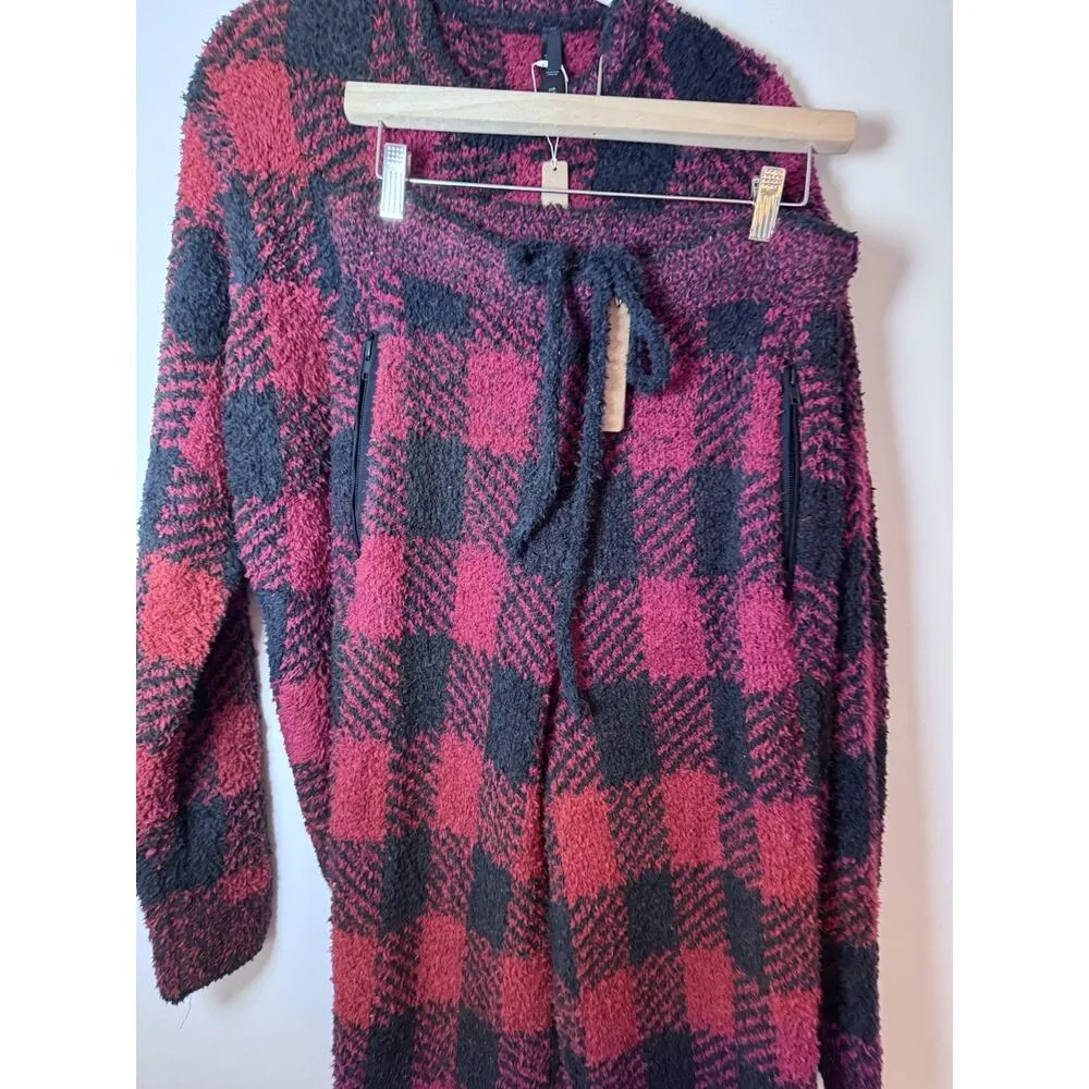 Skims Cozy Knit Jogger Pant Sherpa Brick Buffalo Check L/XL - Image 6