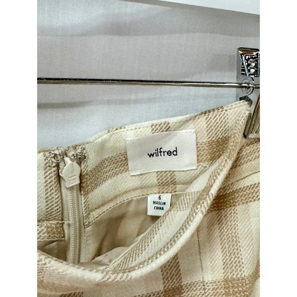 NWT Wilfred Aritzia Patio High Waist A-Line Mini Skirt Francesca Beige Women S - Image 6