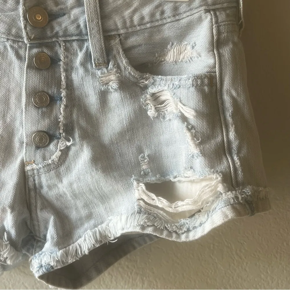 Abercrombie & Fitch Women's Distressed Denim Shorts Blue Size 0 - Image 5