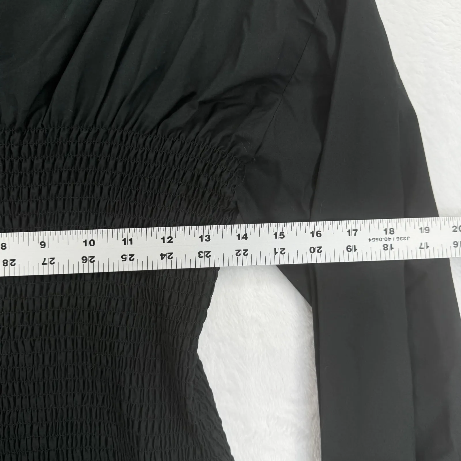 Derek Lam 10 Crosby Mini Dress Size‎ 6 Black Long Sleeve Smocked Ruffle Cotton - Image 2