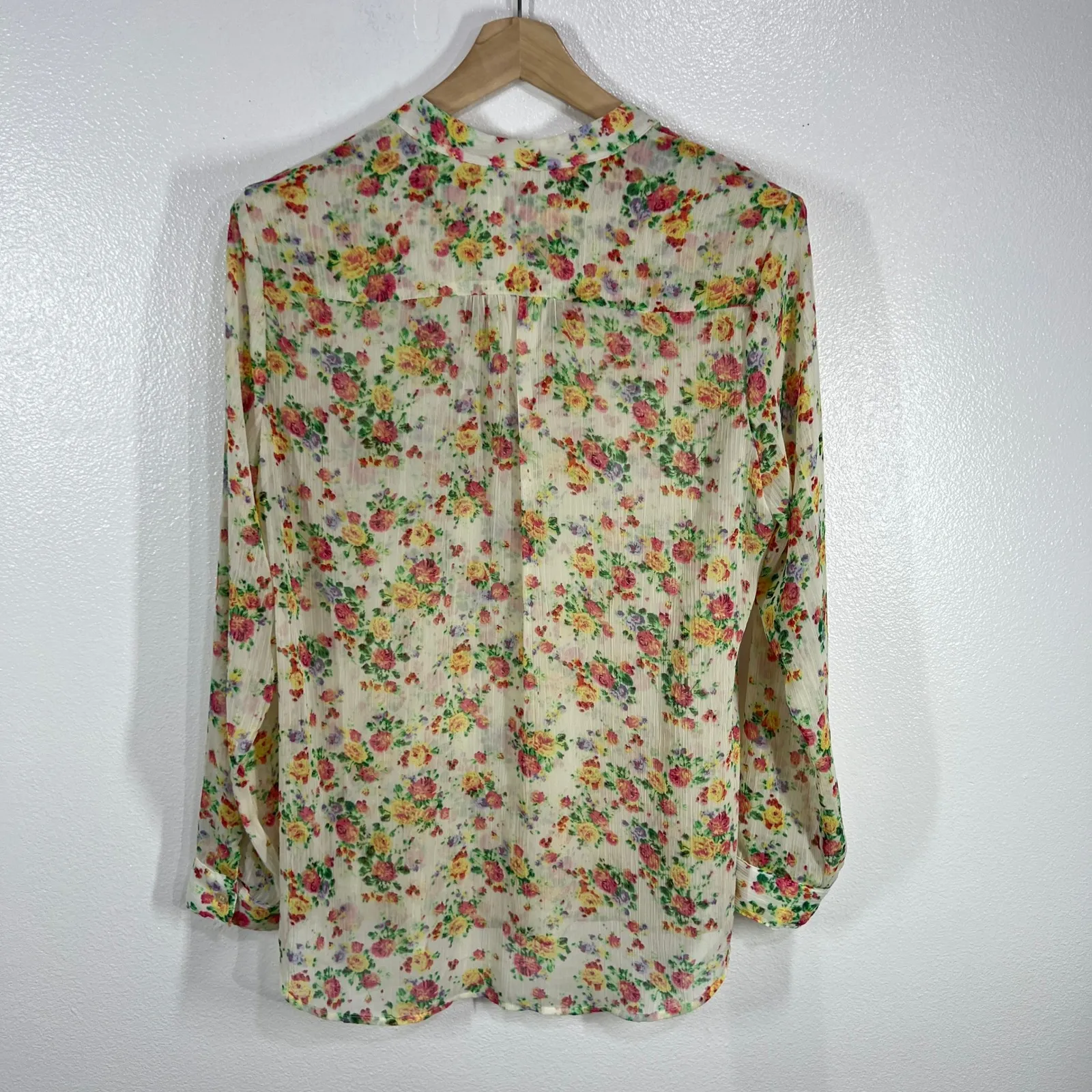 KUT from the Kloth Chiffon Floral Blouse Long Sleeve Button Front Top Medium - Image 3