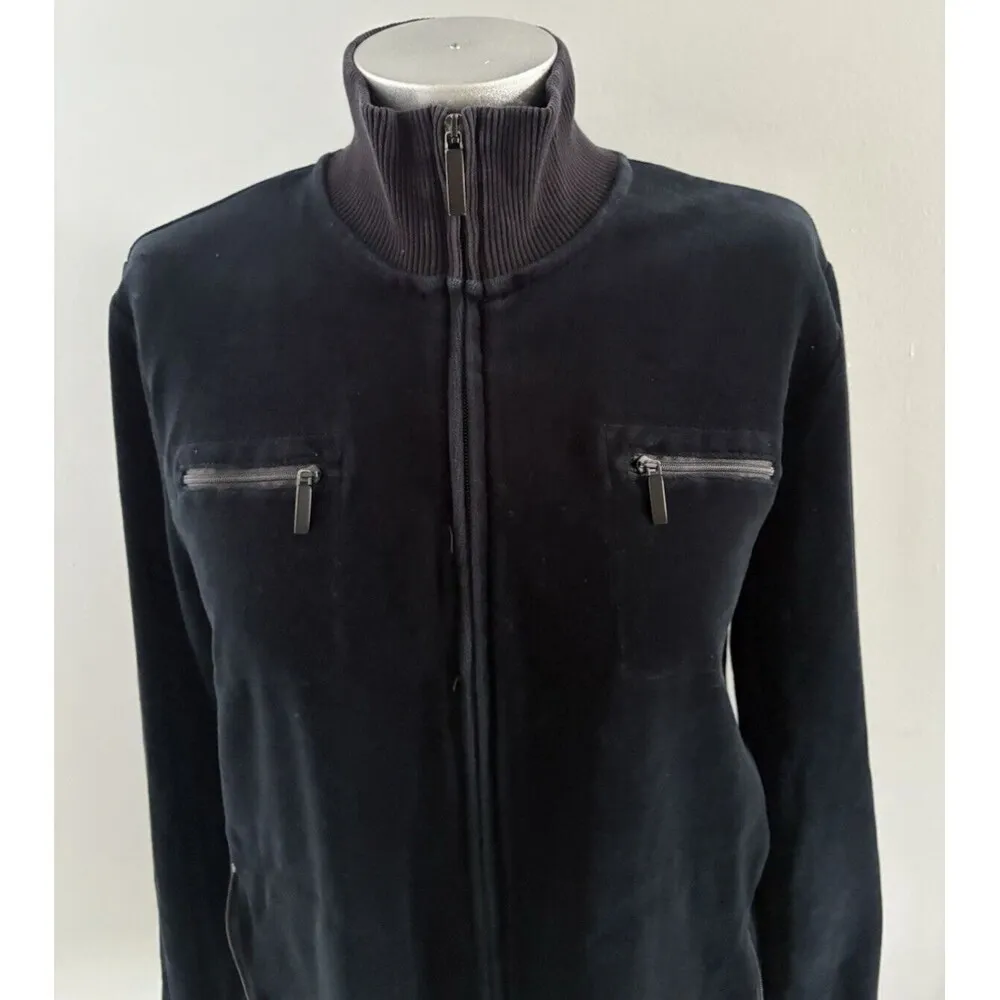 Lauren Ralph Lauren Jacket Womens Large Black Velour Velvet Full Zip Coat - Image 4