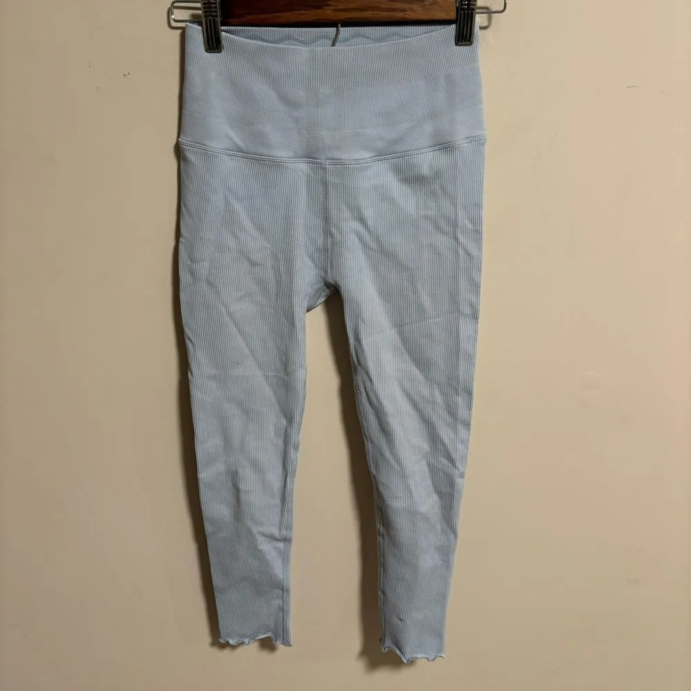 Spiritual Gangster Love Sculpt 7/8 Ruffle Lettuce Hem Pastel Blue Legging- XS/S - Image 7