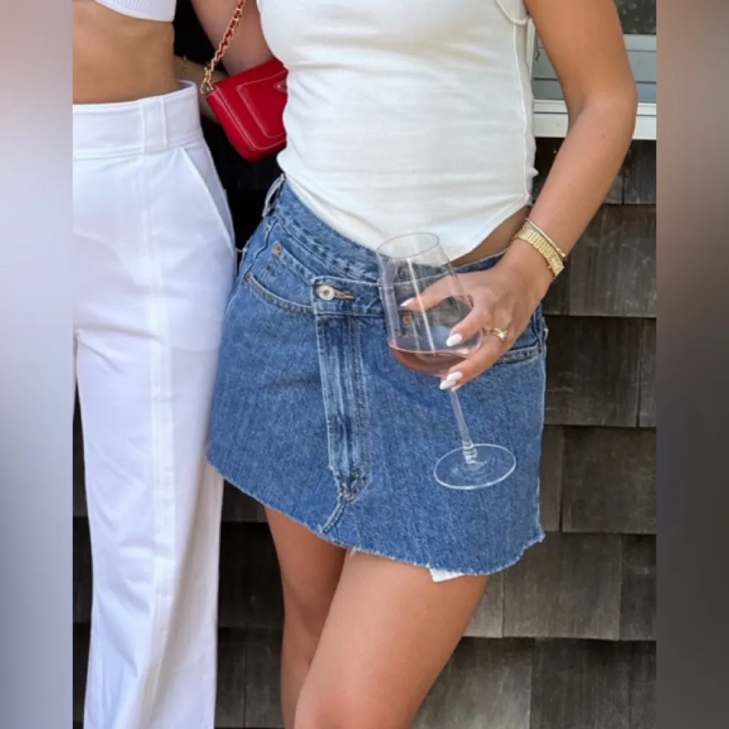 Parke Denim Crossover Skirt Blue - Image 2