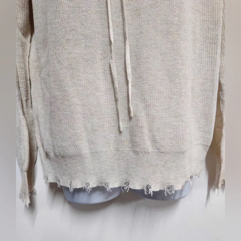 Olivaceous Hoodie Sweater Distressed Hem Drawstring Size S. B26 - Image 2