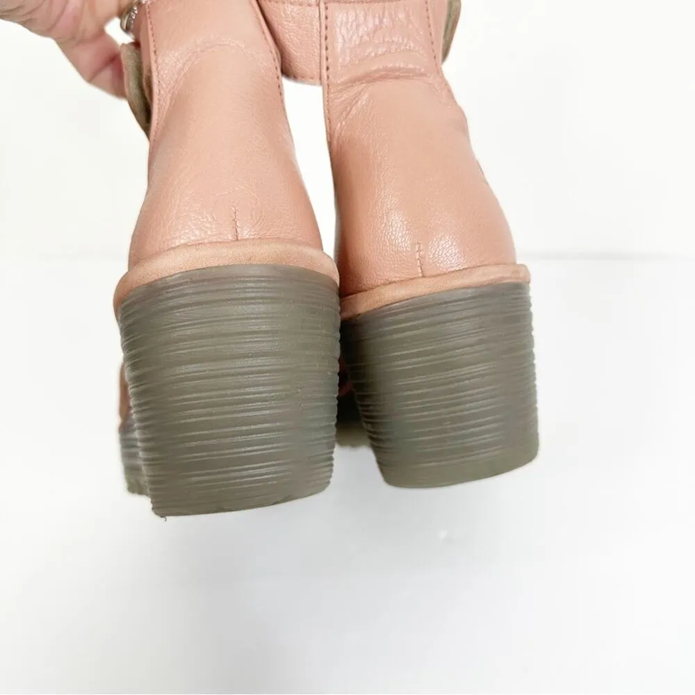 Fly London Size 37/US 6.5-7 Yake Pink Rose Perforated Leather Wedge Sandals - Image 5