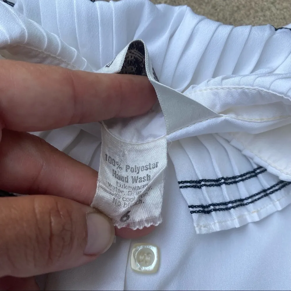 St. John Pleated Collar Button Down Blouse - Image 6