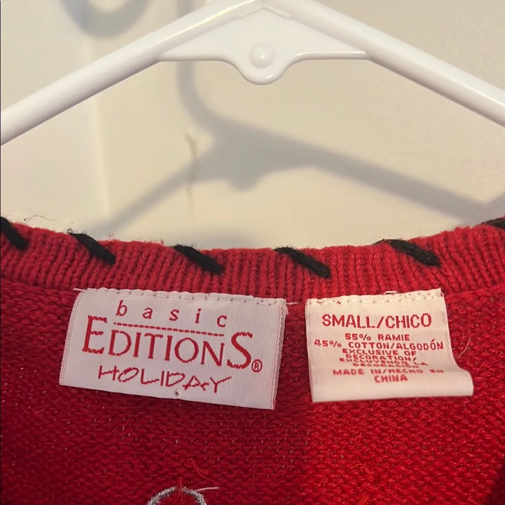 Vintage Basic Editions Red Holiday Cardigan - Image 2
