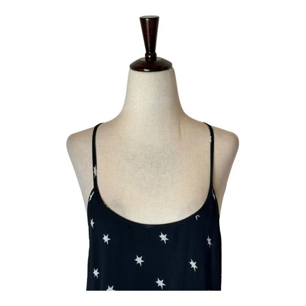 Re/Done Dress Women Large Black Silk Star‎ Print Criss Cross Back The 80s Mini - Image 5