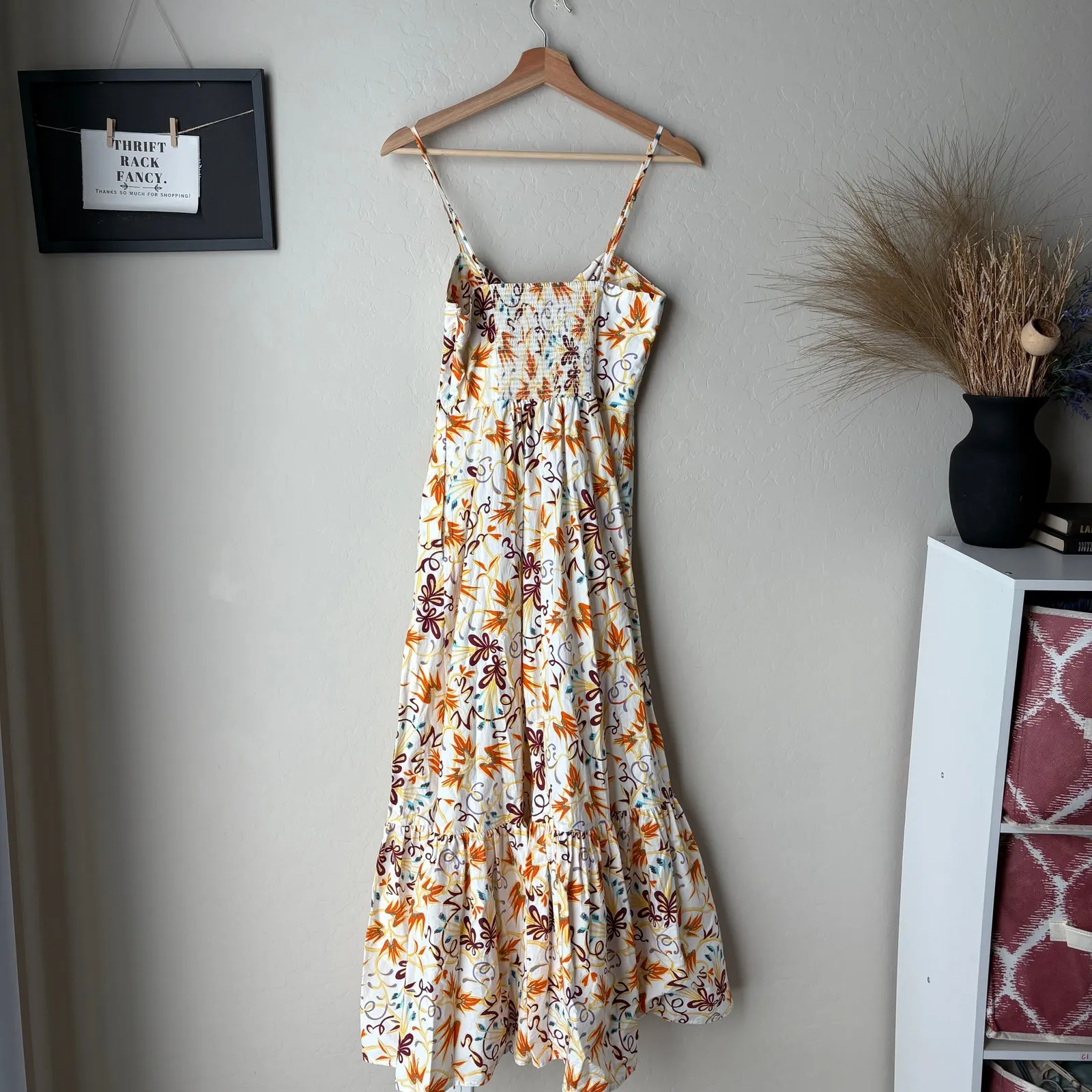 A.L.C Dress Floral Cotton Lilah Flounce Hem White Printed‎ Midi Dress Size 6 - Image 7