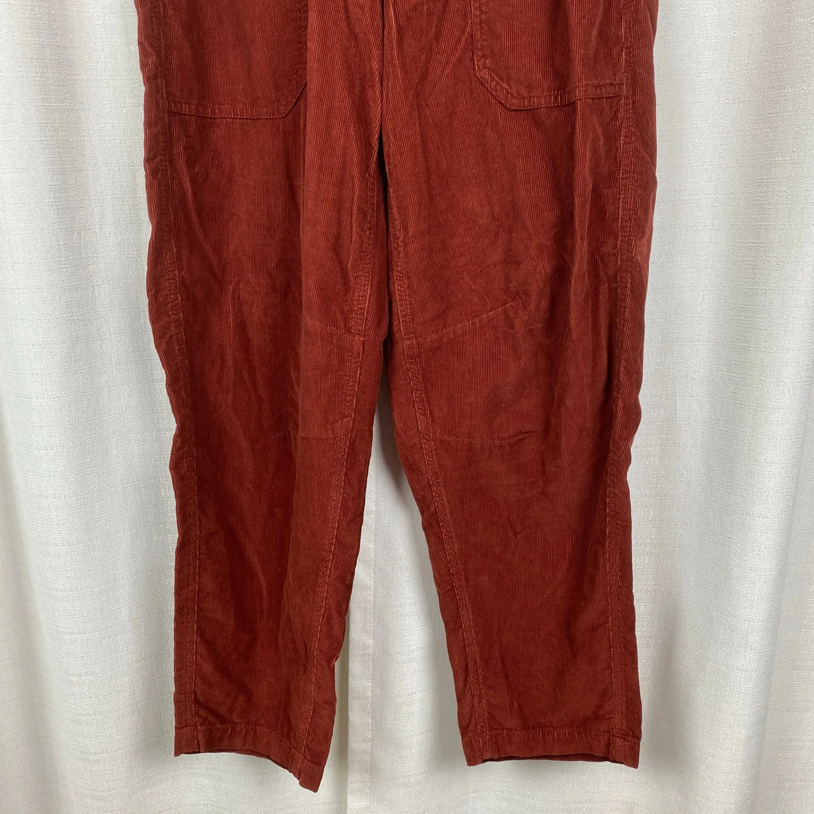 Old Navy Brick Red Corduroy High Rise Pull On Ankle Utility Pants Sz.M NWT - Image 6