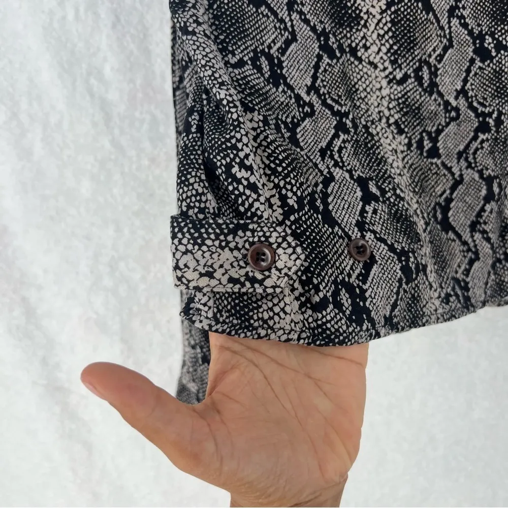 Zara Snake Print Button Front Boxy‎ Long Sleeve Button Up Top - Image 9