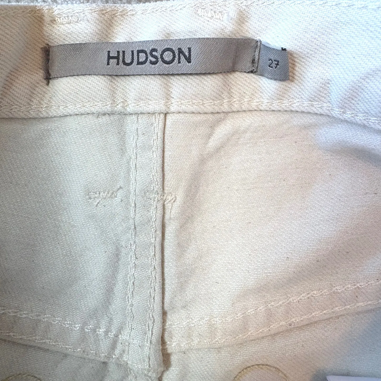 NWT HUDSON James High Rise Wide Leg Forward‎ Seam Ecru Jeans Womens 27 Ret $265 - Image 8