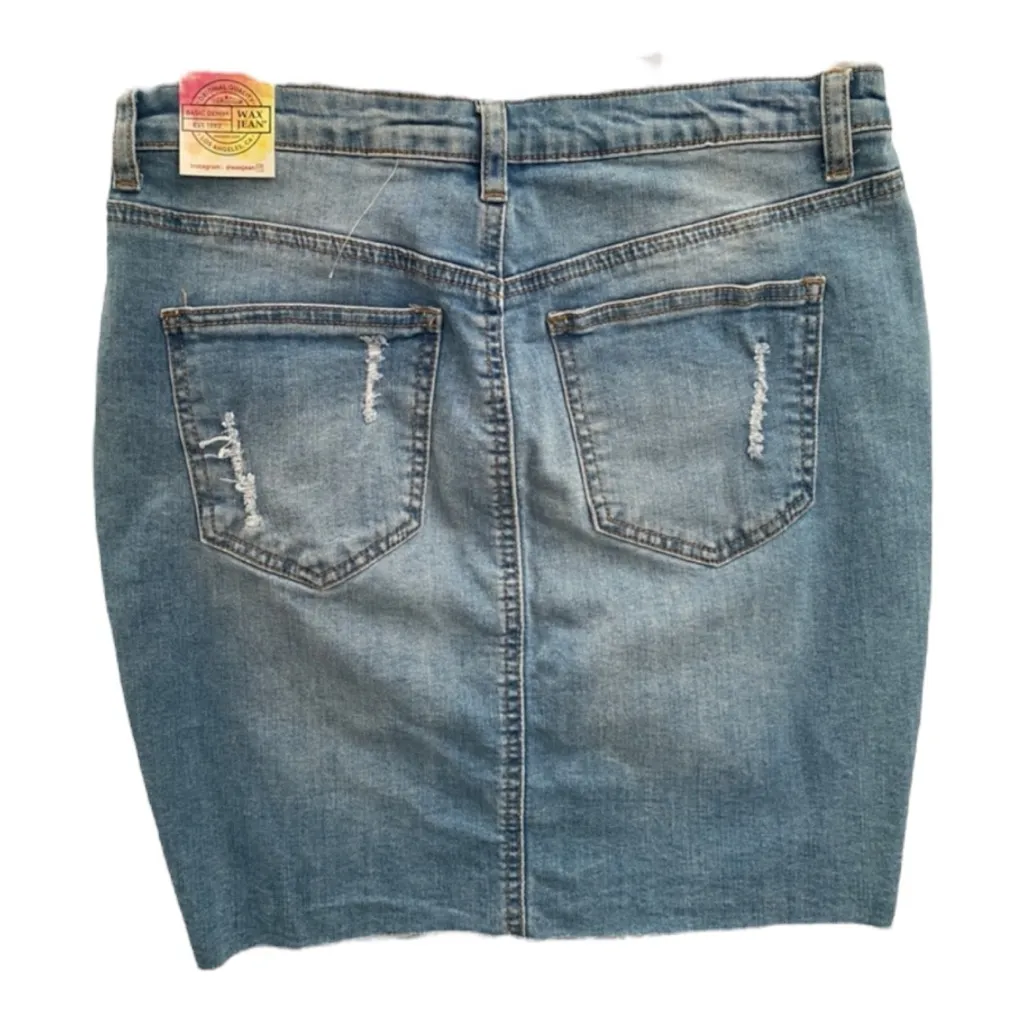 Wax Jean Basic‎ Denim Distressed Skirt Size M - Image 2