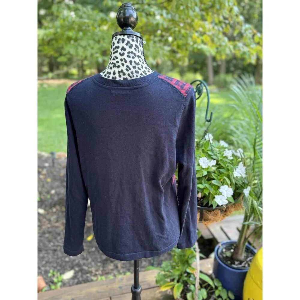 Tommy Hilfiger Women's Marilyn Sparkle Plaid Cardigan Size: L 100% Cotton GR - Image 2