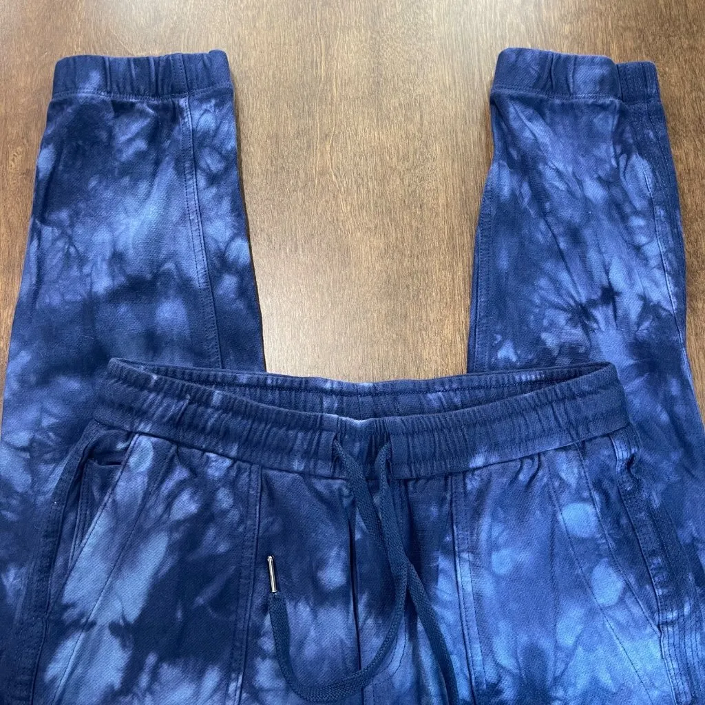 Athleta Farallon Jogger‎ Women's Size XS Tie Dye Print Blue Semi Fitted Cotton - Image 6