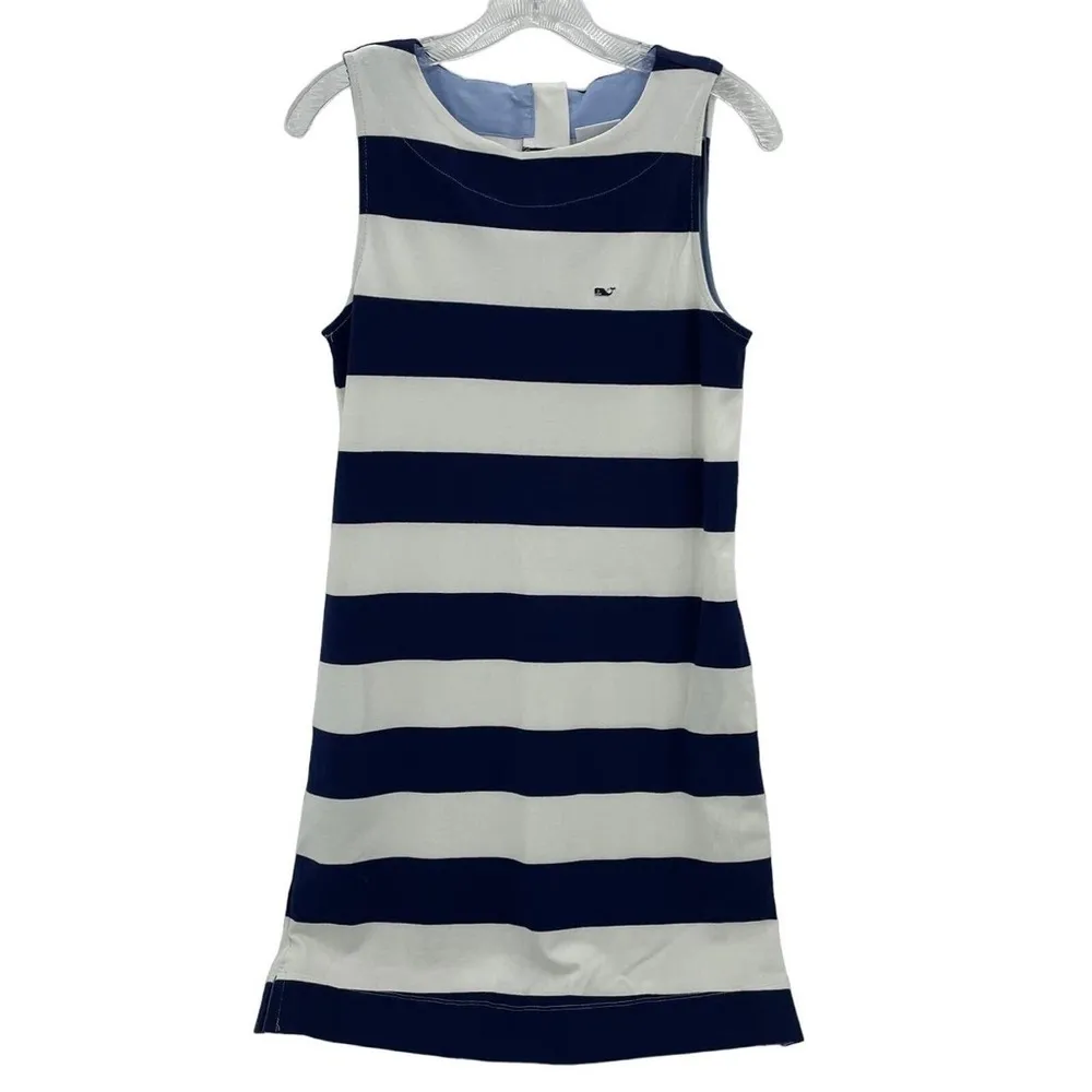 Vineyard Vines X Target Striped Crewneck Knit Dress Navy Blue & White Sz Medium - Image 3
