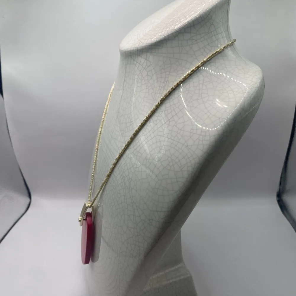 NIB Kendra Scott Inez Rose Gold Long Pendant Necklace in Maroon Jade - Image 3