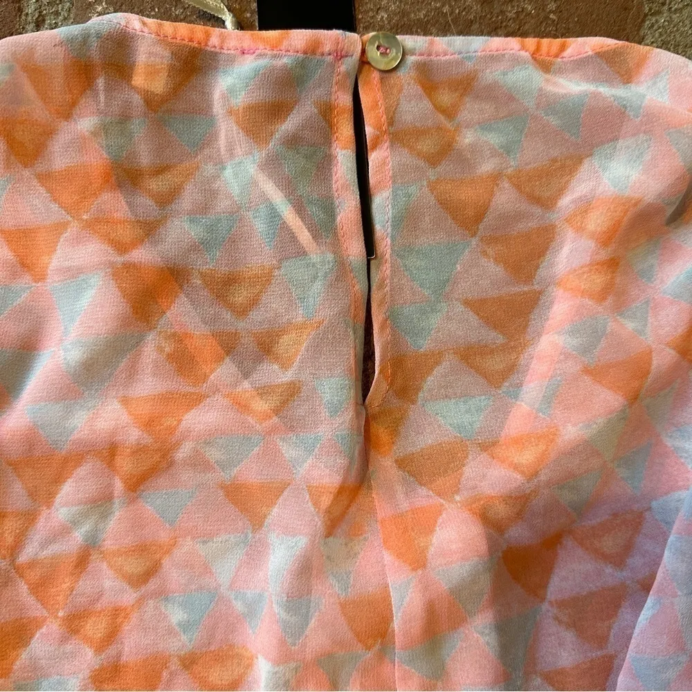 Sun Light Paris pink, orange & light blue flowy blouse Pink Size undefined - Image 8
