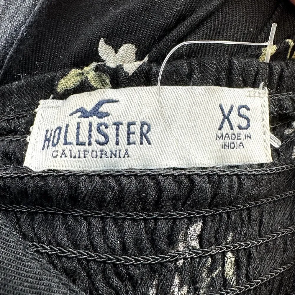 Hollister Smocked Midi Dress Sleeveless Floral Tank  V Neck Peasant Black XSmall - Image 2