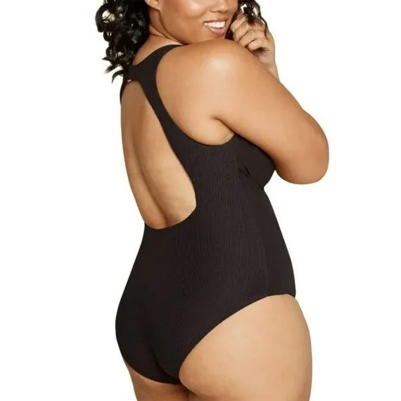Andie Swim The Catalina Ribbed One Piece Swimsuit in Black Size XXS NWT - Image 2