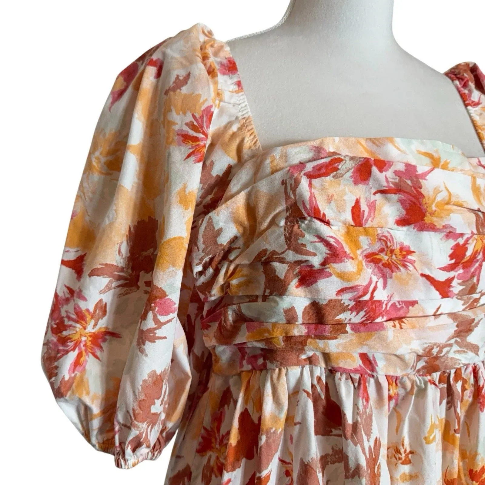 Abercrombie Fitch Emerson Poplin Puff Sleeve Mini Dress Size L Cottage Feminine - Image 3