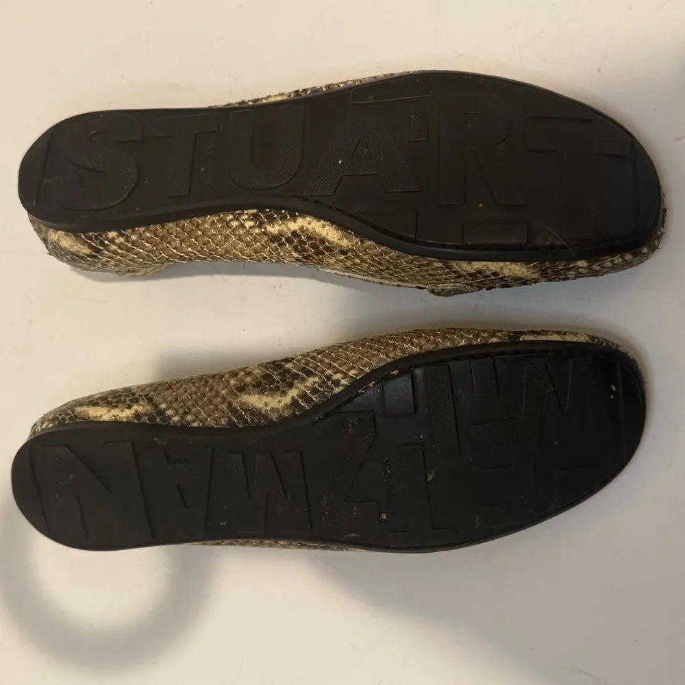 Stuart Weitzman Keepmoc Snakeskin Loafer Driver Flats Tan Neutral Size 7.5 - Image 10