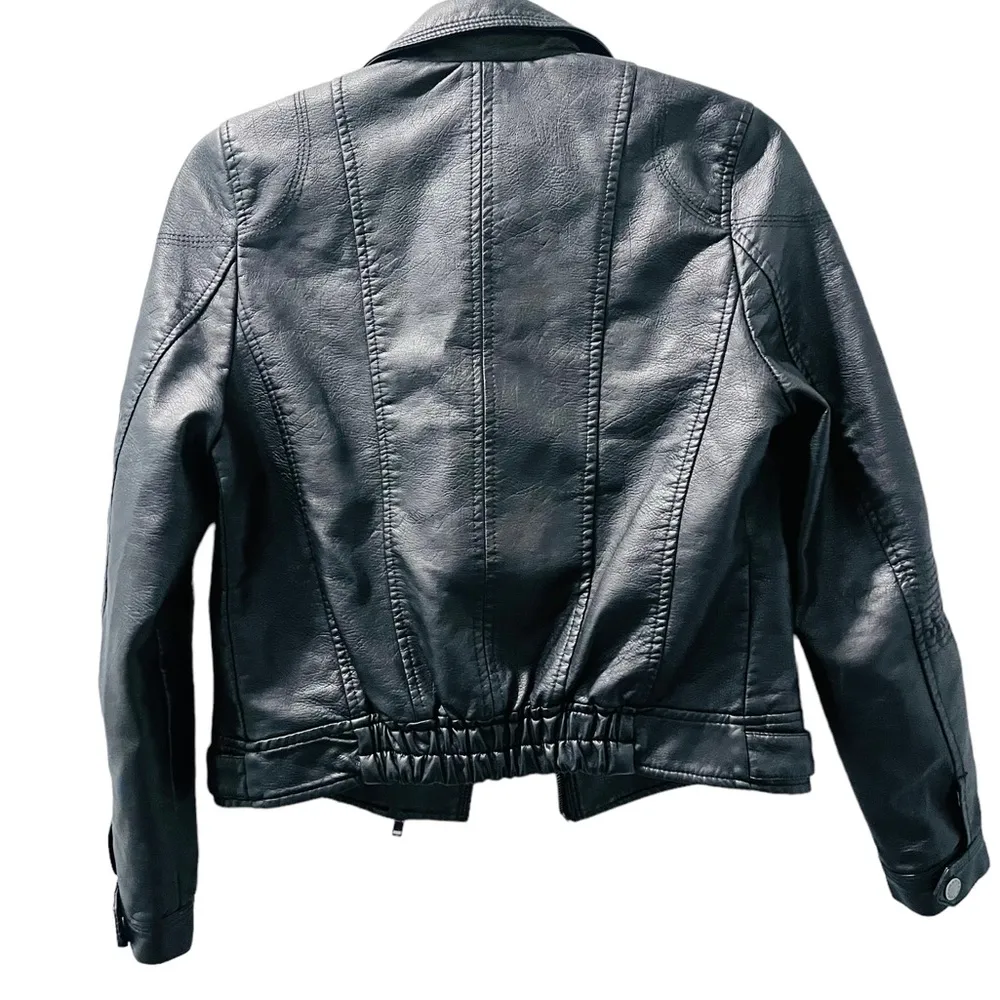 Oat New York Faux Leather Jacket Leopard Print Lining Women's Size Small - Image 4