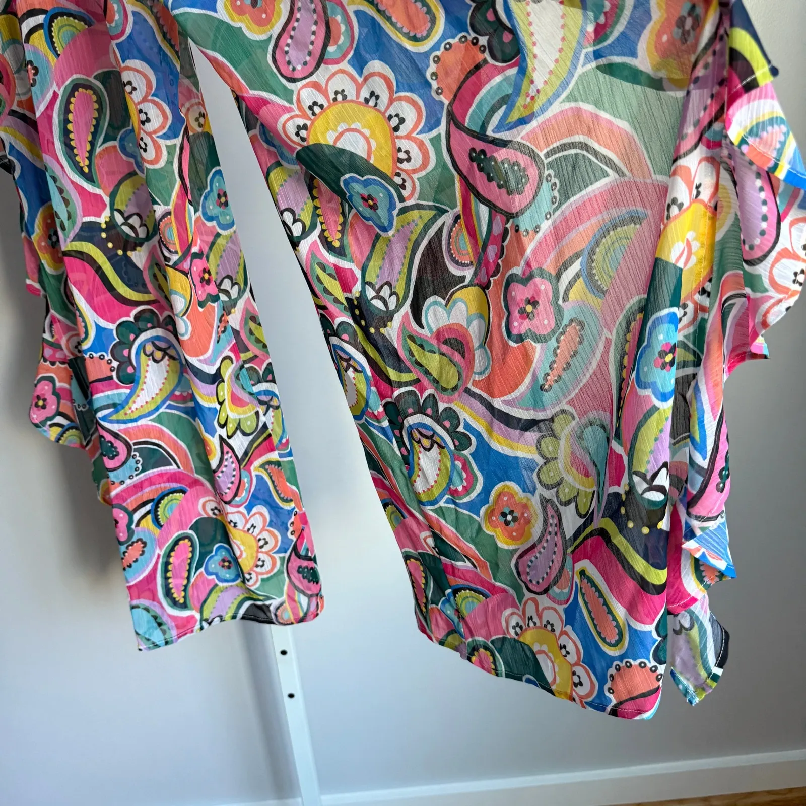 Bleu Rod Beattie sheer paisley ruffle wearable Art drawstring pants sz‎ S - Image 11