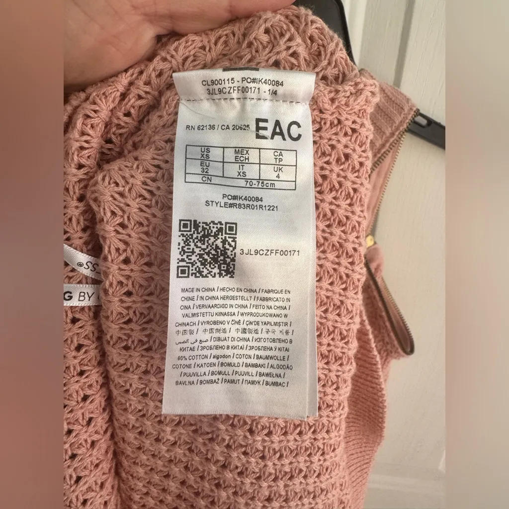 GUESS G by Guess blush Pink Knit Sweater Dress XS Cold Shoulder Zipper Detail - Image 7