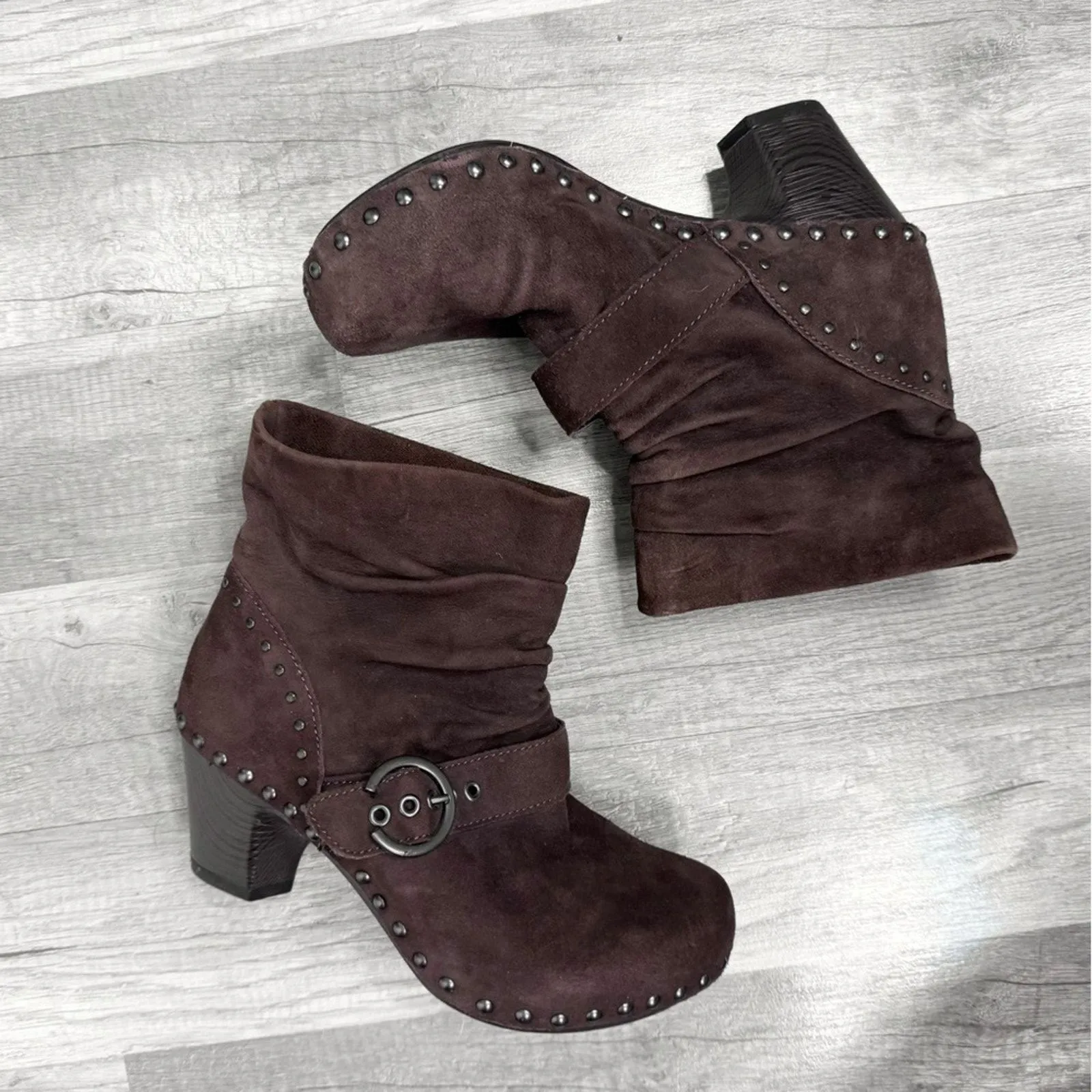 Dansko Nikita Brown Suede Heeled Boots with Studded Mid Ankle Boot 36 (5.5-6) - Image 3
