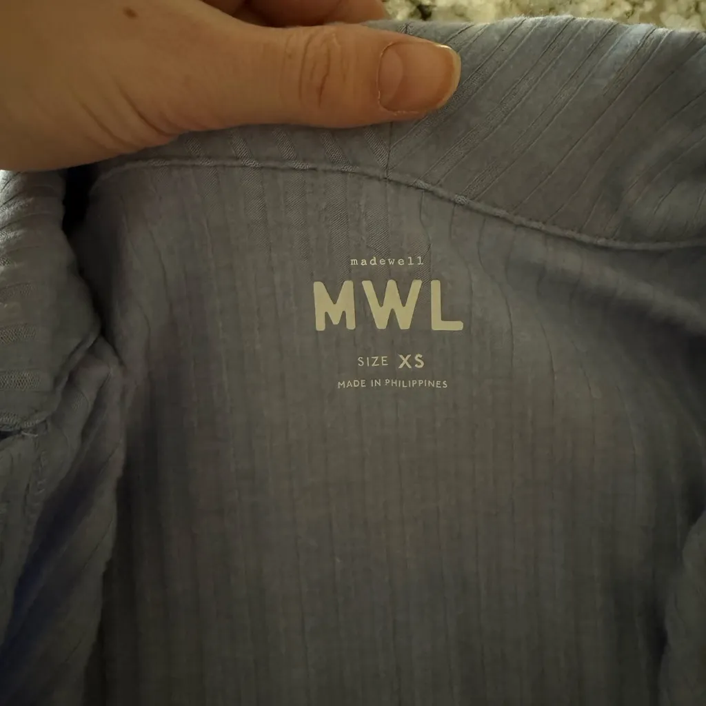 Madewell MWL Ribbed Button Front Cropped Long Sleeve Top Size XS NWT - Image 6