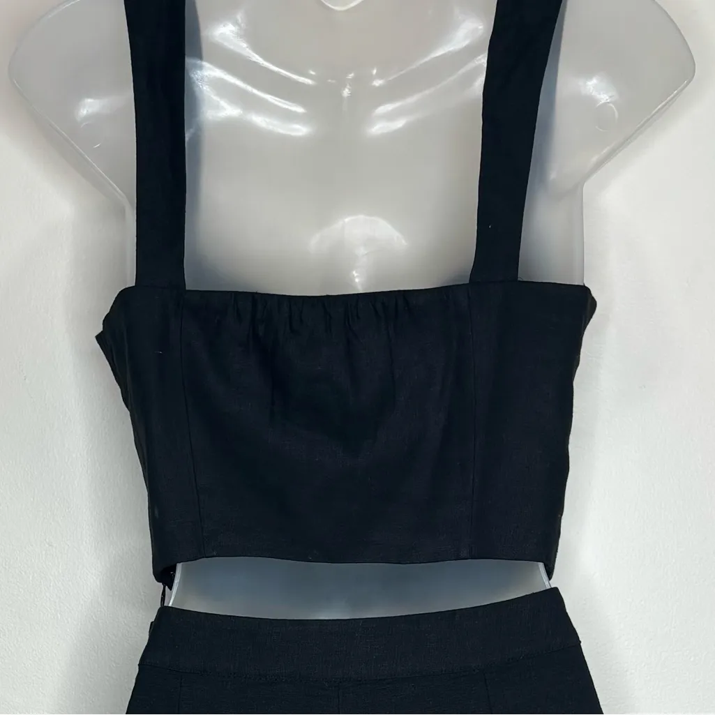 Banana Republic Linen Blend Cropped Tank Black Size 0 casual luxury classic - Image 3