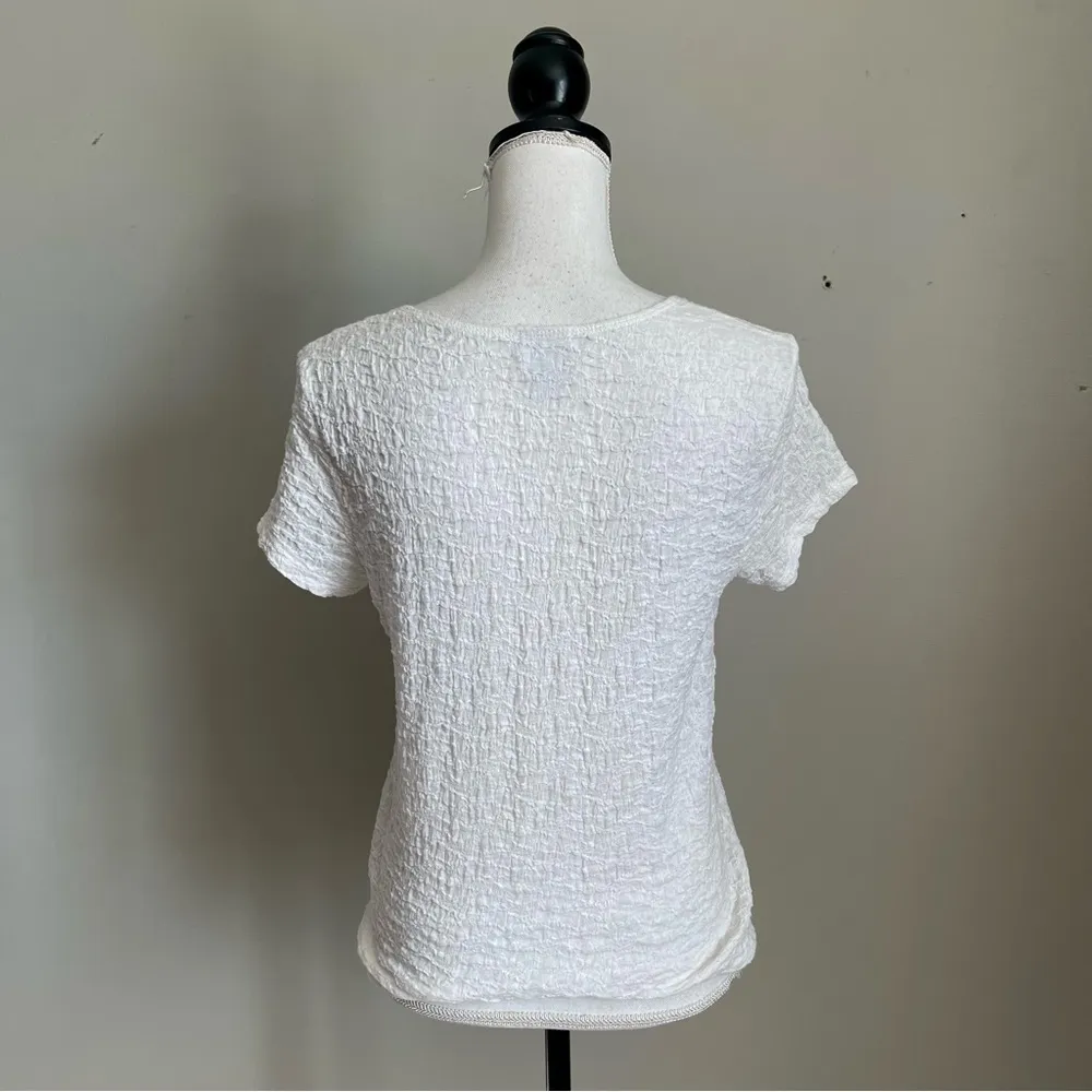 JACLYN SMITH | White Textured Scoop Neck Tee Sz S - Image 5